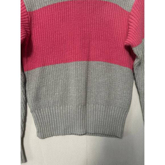 St Johns Bay  Gray Pink Womens Pullover Knit Long Sleeve Ribbed Sweater Medium - Picture 3 of 9